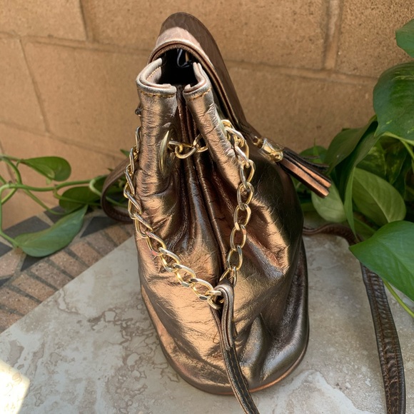 Vintage Bronze Metallic Gold Chain Crossbody Bag - Picture 6 of 10